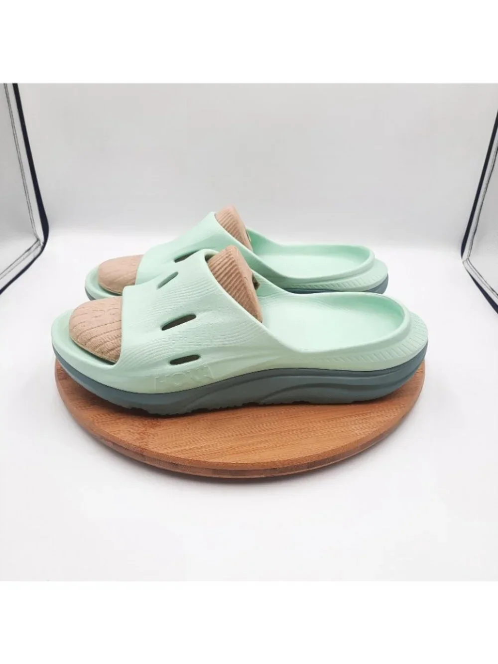 Hoka One One Ora Recovery Slide 3 Mens Size 10 Sandals Mist Green Trellis Slides
